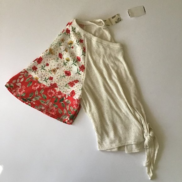 Floral 1/2 Bell Sleeves Tie Front V-Neck Top, Size L, NWT - Picture 3 of 5